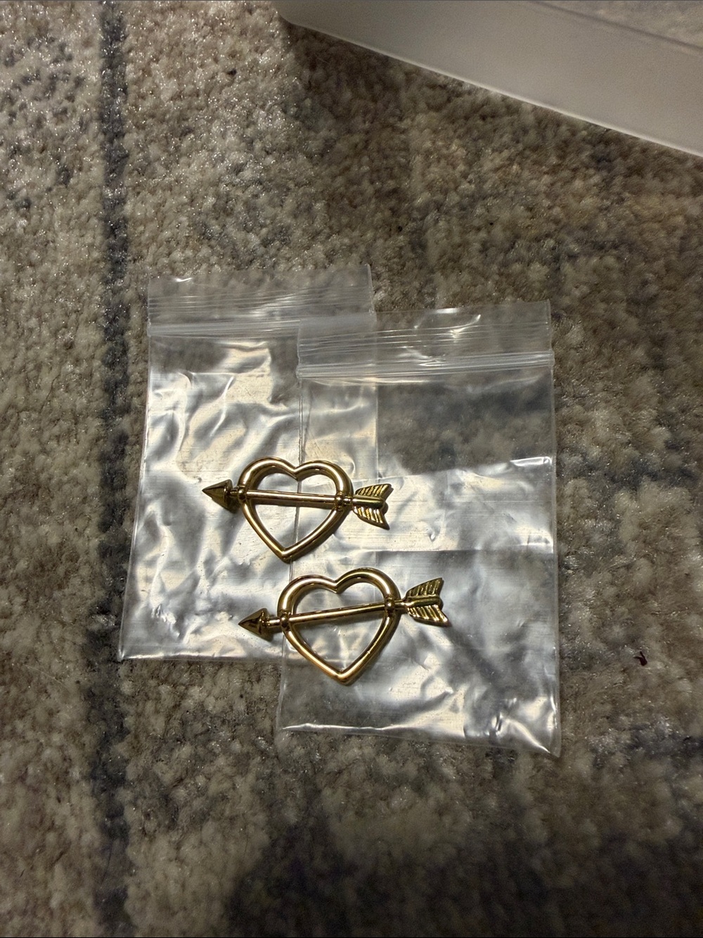 Gold Heart Arrow nipple ring pair - Classic Women's Jewelry